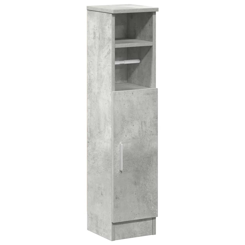 Mobile da Bagno | Armadio da bagno con Portarotolo Grigio Cemento 20,5x22x90 cm