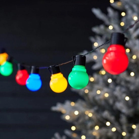 Cavo di illuminazione esterno e interno con 30 led colorati per balcone con presa.