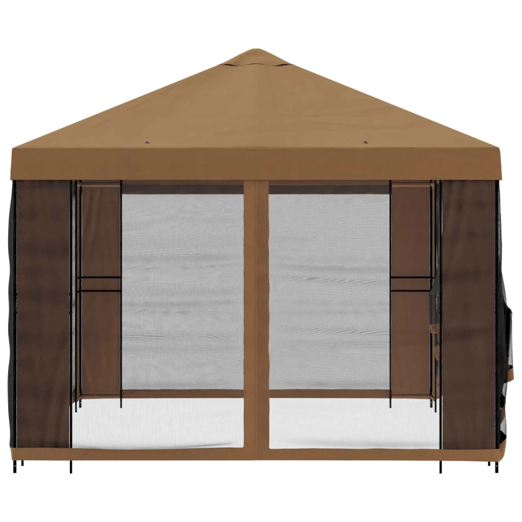 Gazebo da giardino con pareti laterali 4 × 3 m Beige 900385