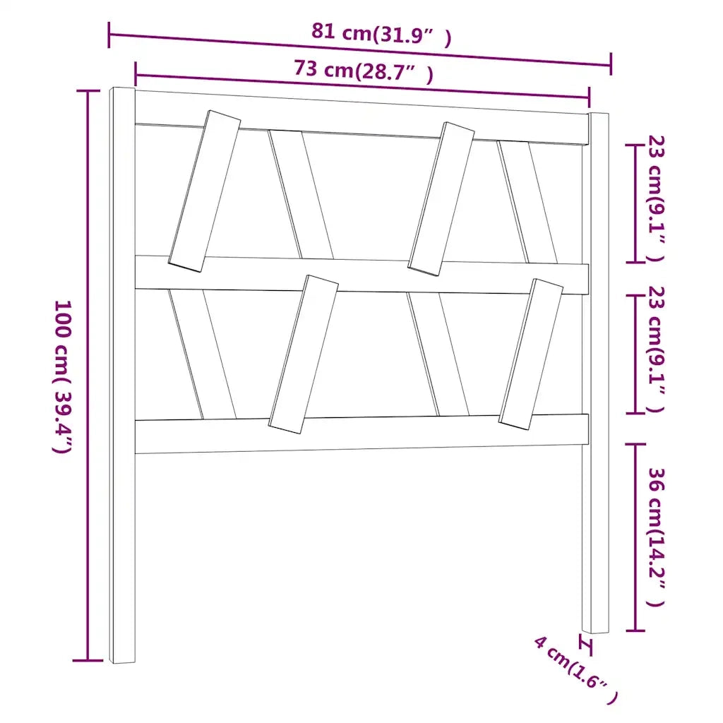 Testiera per Letto Nera 81x4x100 cm in Legno Massello di Pino 818599