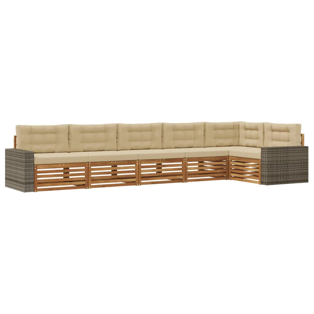 Set di divani da esterno 6 pz Naturale e Beige Poliestere 3383431