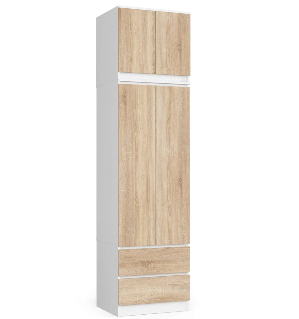 Sopralzo per armadio AKORD S60 Bianco 60 cm 2 ante inserto frontale Sonoma Quercia 60x51x55 cm