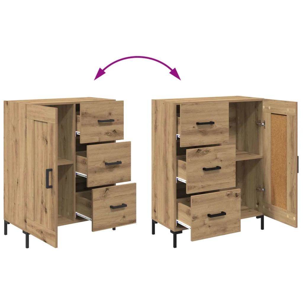 Credenza | Madia | Buffet da pranzo | Armadio da pranzo rovere artigianale 69.5 x 34 x 90 cm Legno multistrato