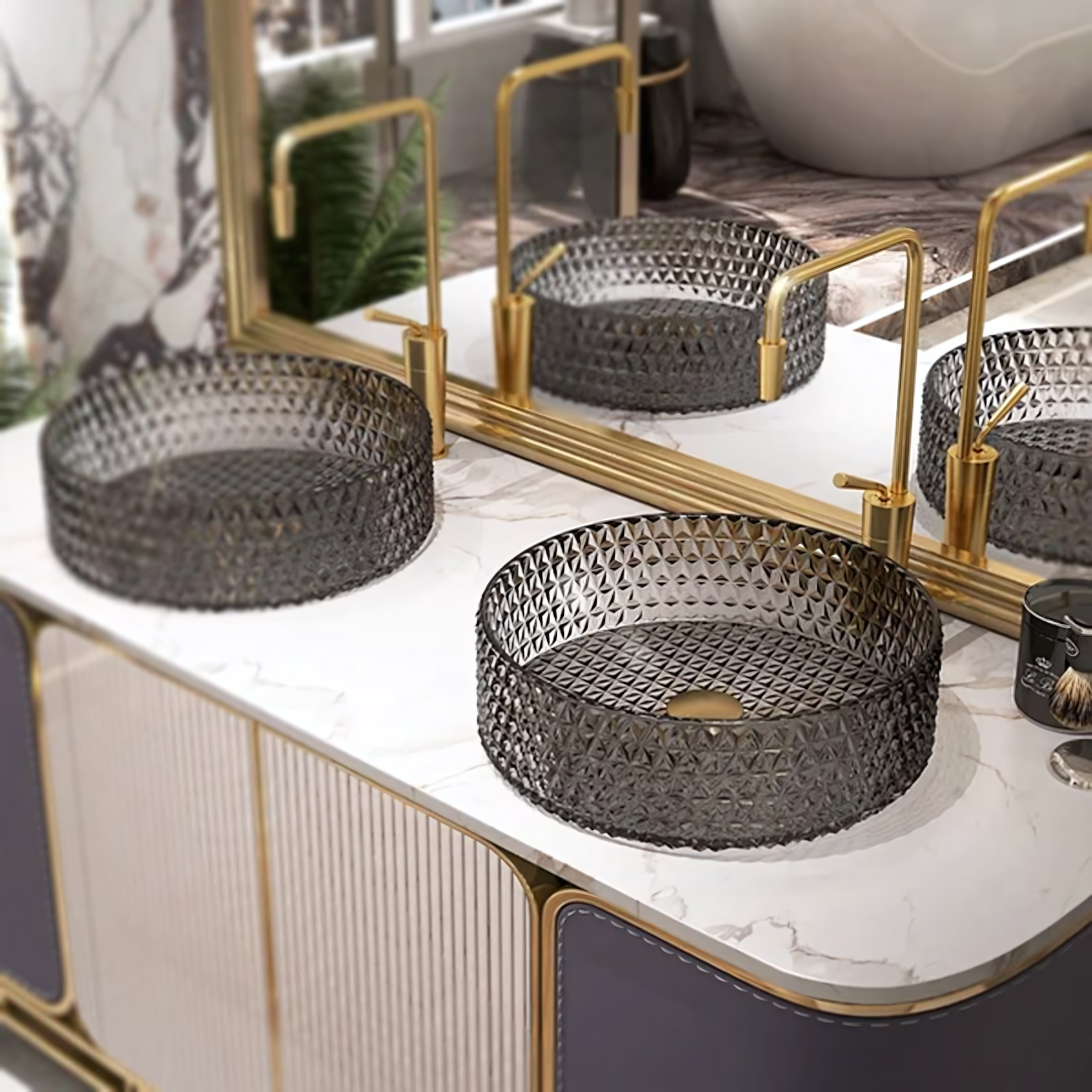 Lavabo Da Appoggio Rea Cristal Grey 39