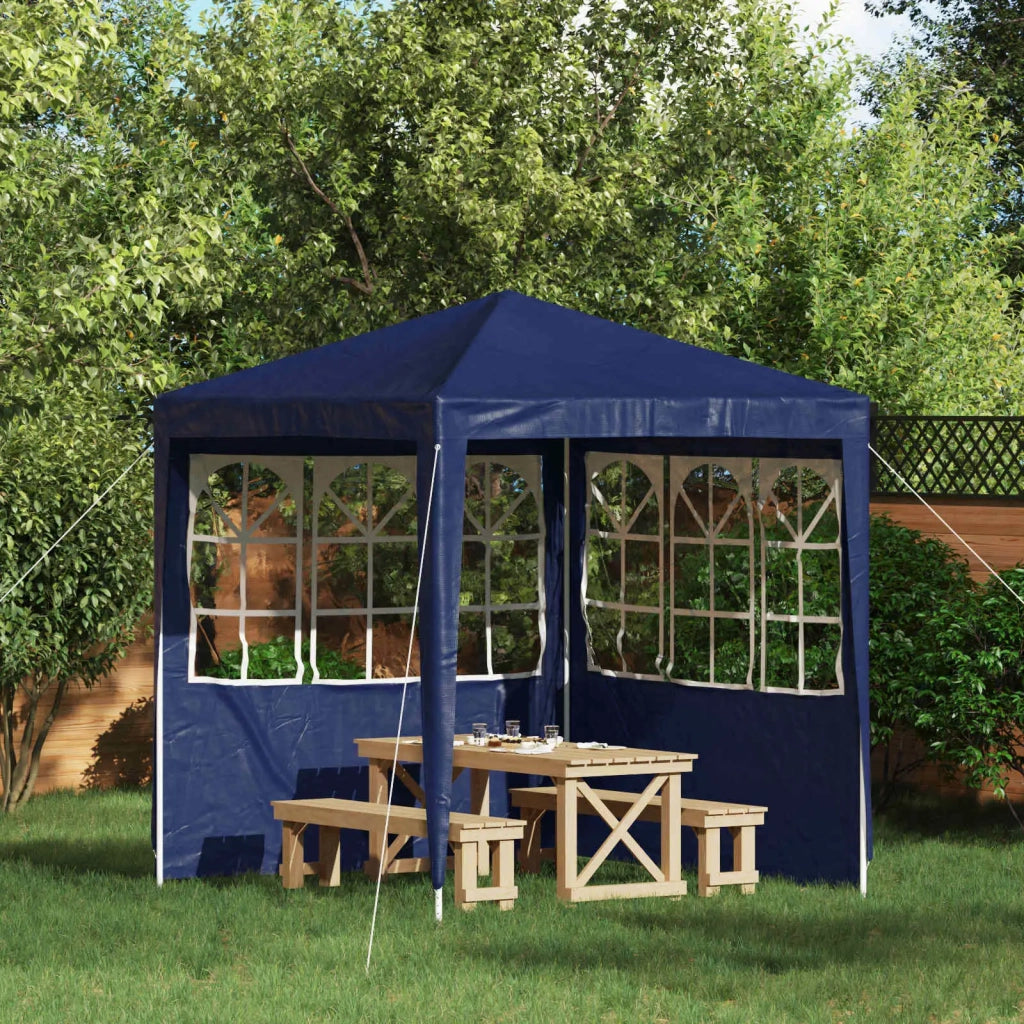 Parete per tenda da festa 2 pcs 200 x 195 cm Blu PE e Acciaio 42033010