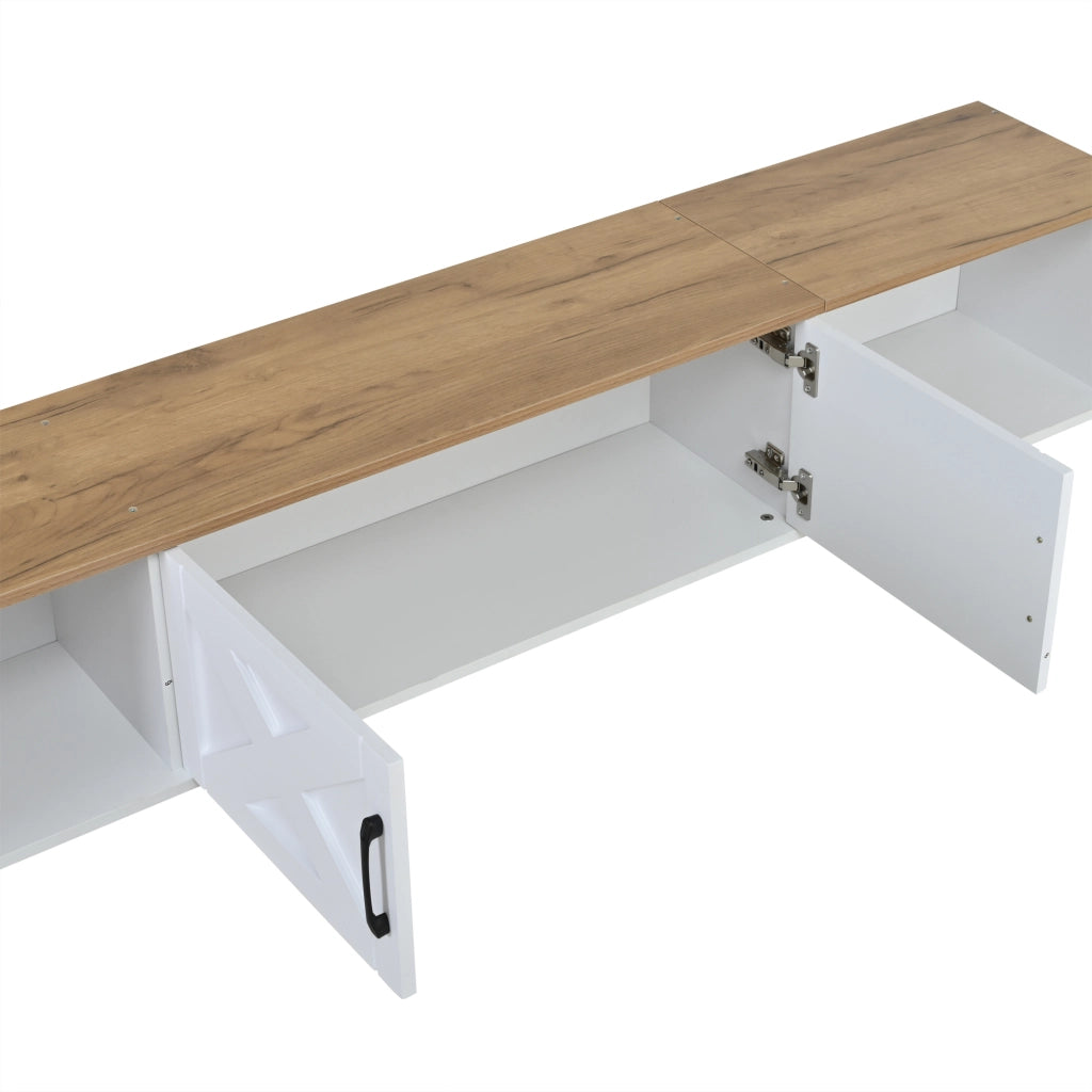 Mobile TV da Parete con Vetrina e Cassetto ¨C Xylo ¨C Bianco, 180x40x50