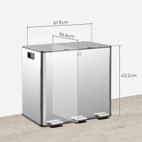 Cestino della Spazzatura con 3 Scomparti da 20L, Coperchi Deodoranti, anti-impronte digitali, Soft-Close, estraibile, Argento