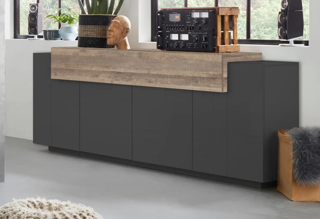 Mobile CORO L 200 x H 85.5 x P 45 cm grigio e rovere