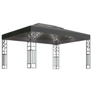 Gazebo | Pergolato con Tetto Doppio e Luci LED 3x4 m Antracite