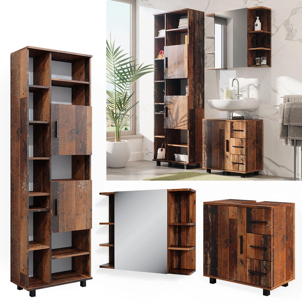 Vicco Set di mobili da bagno Rovere rustico 3 pezzi, con base 60 cm