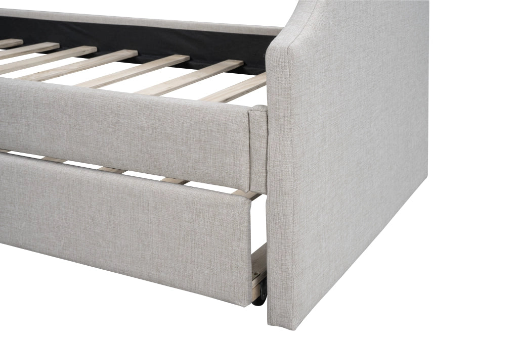 LETTO Singolo imbottito 90x200 cm con letto estraibile Beige