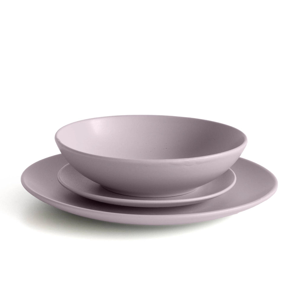 Servizio 18 Pezzi Piatti Cucina In Porcellana Gres Matt Design Moderno Finiture Opache Piatto Fondo Piano Dessert Lavastoviglie Microonde Colorazioni Tinta Unita Certificati Contatto Alimentare Glicine