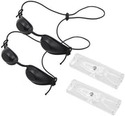 Set di protezione oculare da 2 pezzi - Occhiali da sole - Terapia con luce - LED infrarosso - IPL UV - Plastica, Nero, 34 g