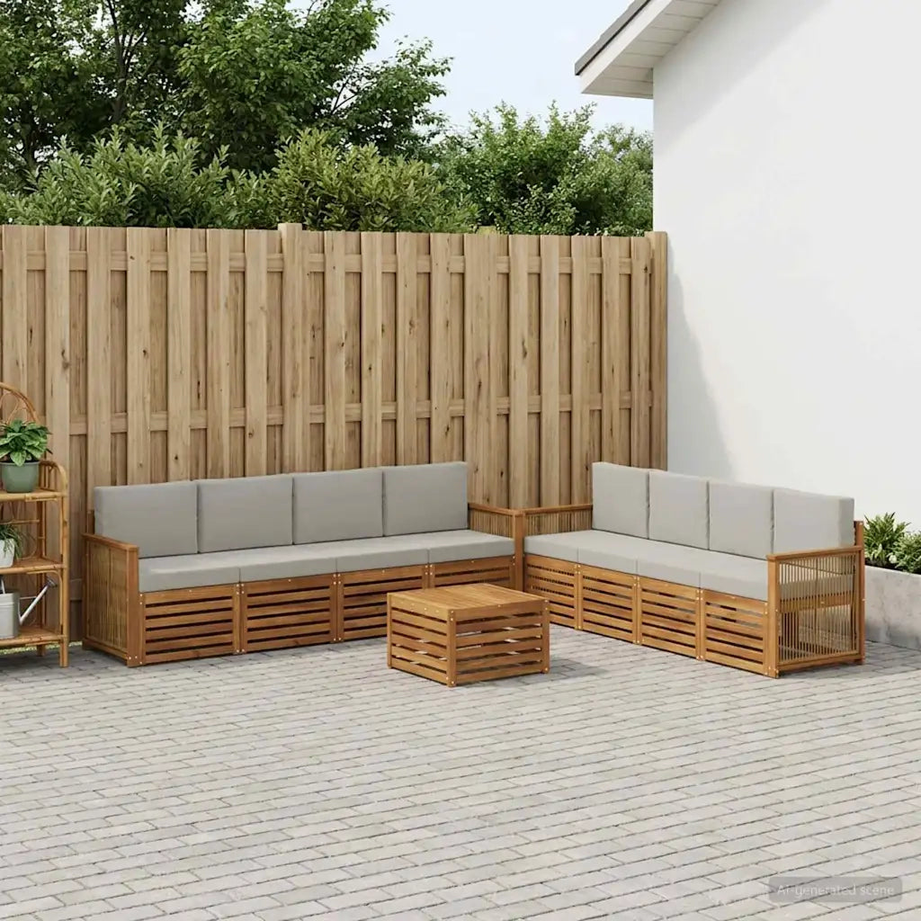 Set divani con cuscino 9 pcs Legno di Acacia Massello