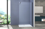 Box Doccia parete Walk in 120 cm h 200 cm cristallo temperato trasparente 8mm profilo NERO MELANY
