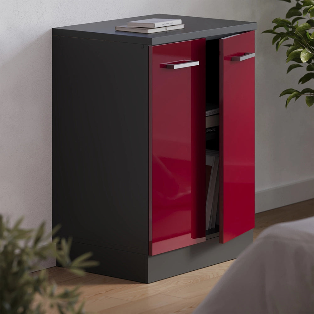 Mobile per mansarda Rion Rosso lucido/Antracite 60 x 83.8 cm senza inclinazione con 2 ante Vicco