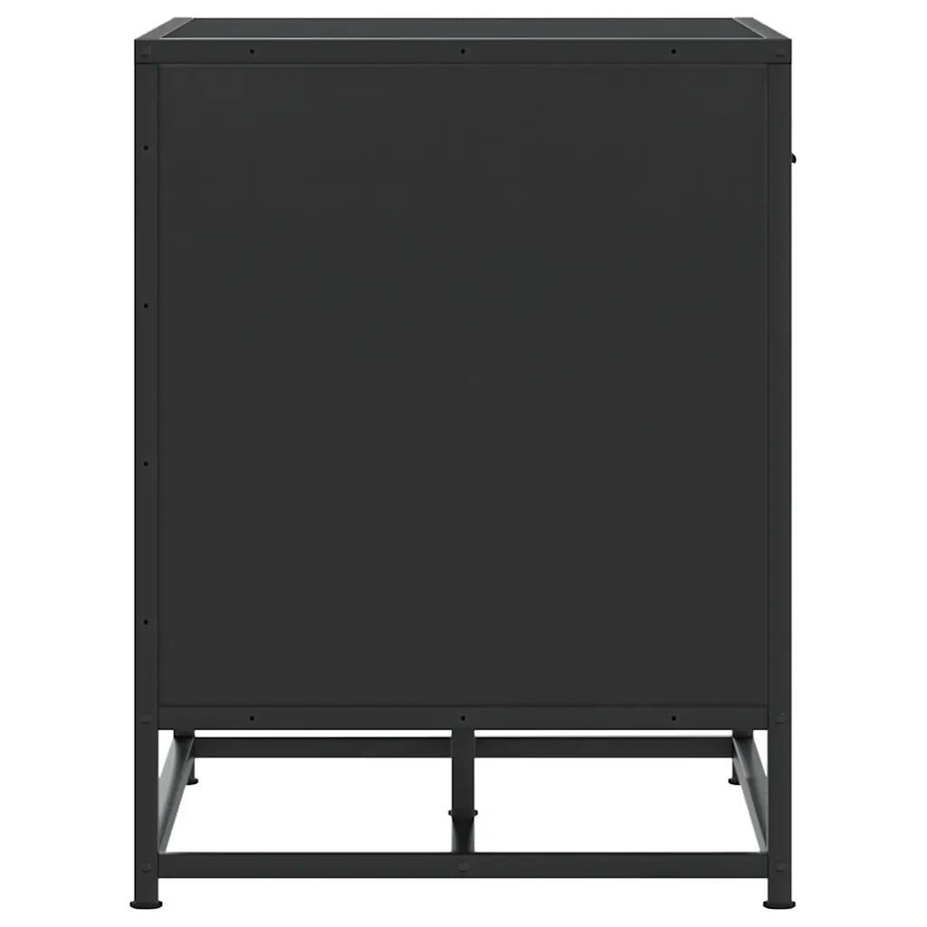 Panca Portaoggetti-Sgabello-Panca con Contenitore Nera 60x40x53,5 cm Multistrato e Metallo