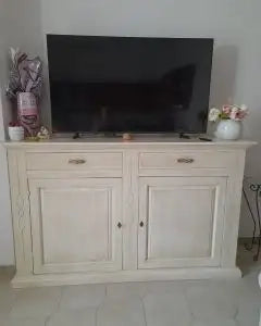 Credenzone in legno Shabby chic 2 ante 2 cassetti mod infinitybianco anticato