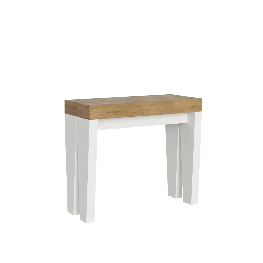 Consolle allungabile 90x40/300 cm SpimboX Mix piano Quercia Natura - struttura Bianco Frassino