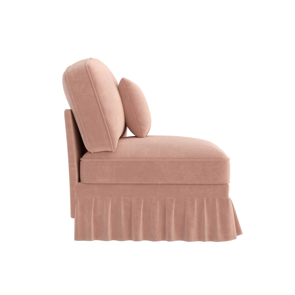 DIVANO senza braccioli 79x75x23 cm in ciniglia rosa con 1 cuscino