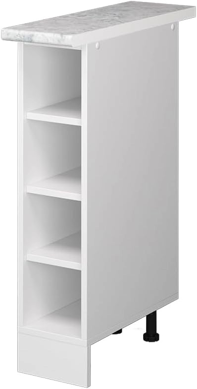Scaffale da cucina R-Line, Bianco, 20 cm, PL Marmo, per la libera combinazione all'interno di sistemi cucina modulari