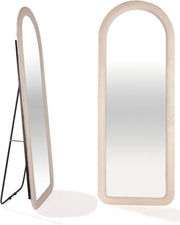 Specchio a muro imbottito - Passamirto ovale - Outfit Check - Pelle di lusso suede - 60x160 cm - Bianco Teddy