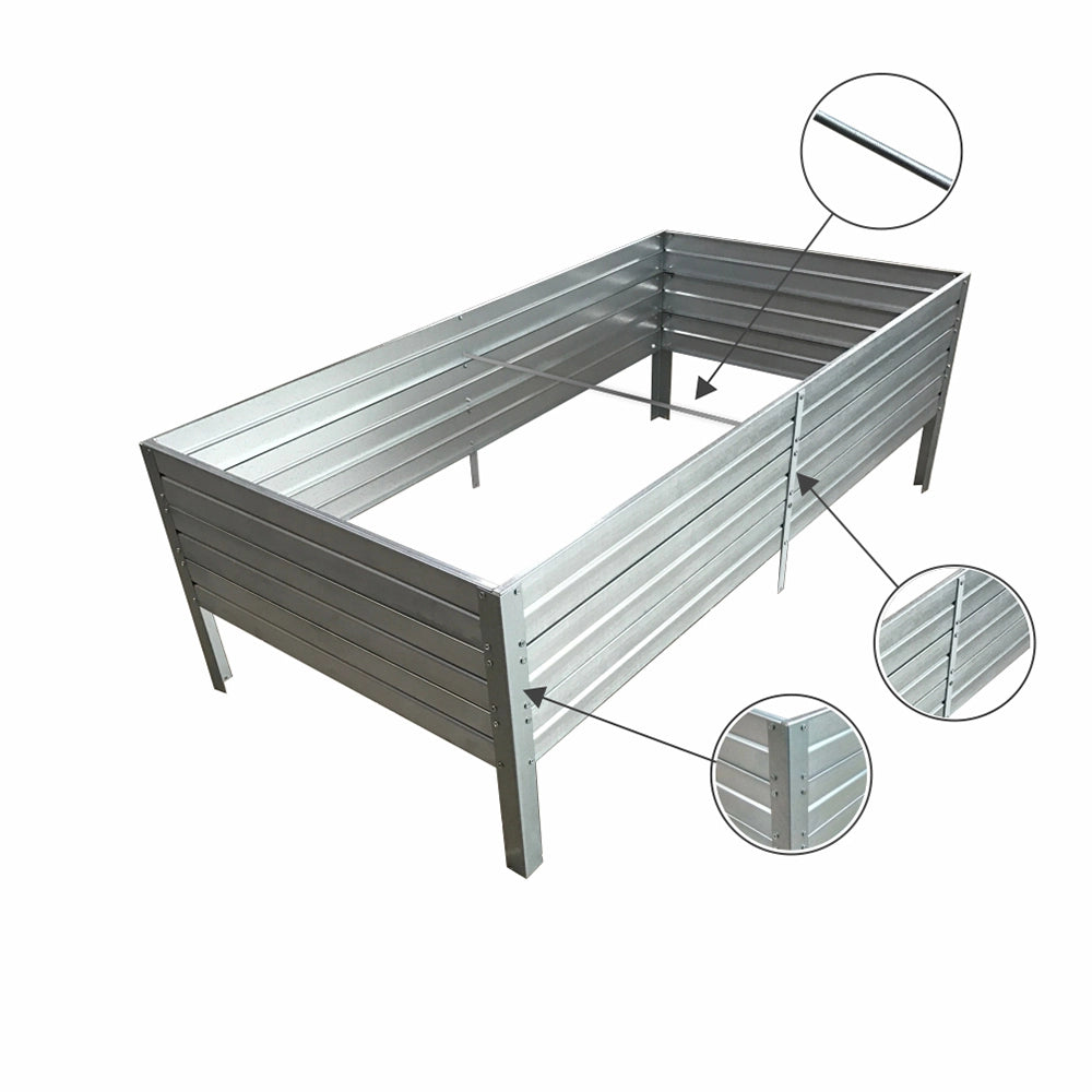 Fioriera rialzata KLASIKA GARDEN, acciaio zincato 150x75x30