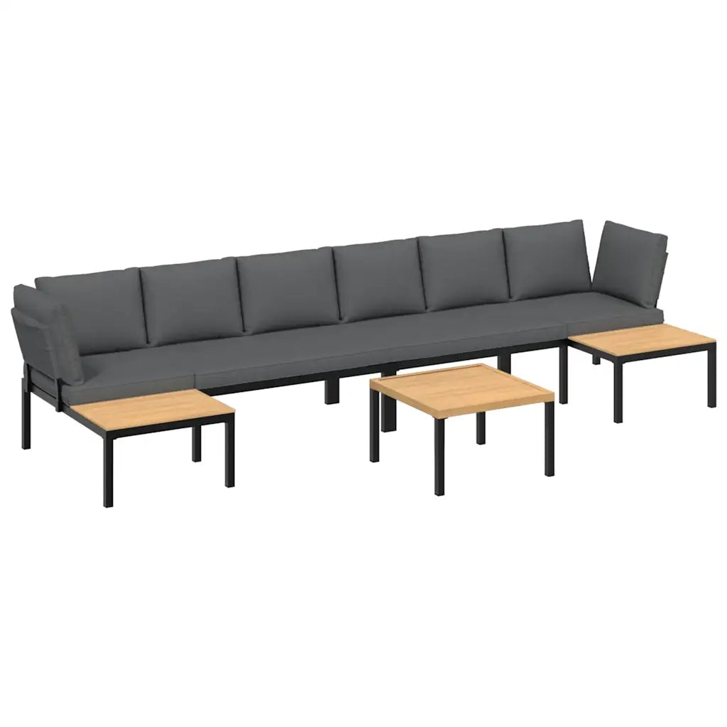 vidaXL Set Divani da Giardino 5 pz con Cuscini in Alluminio Nero