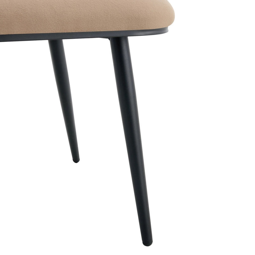 Sedie da Pranzo in Velluto con Schienale e Gambe in Metallo Nero ¨C MINIMAL ¨C Set 2 Pezzi, Cammello