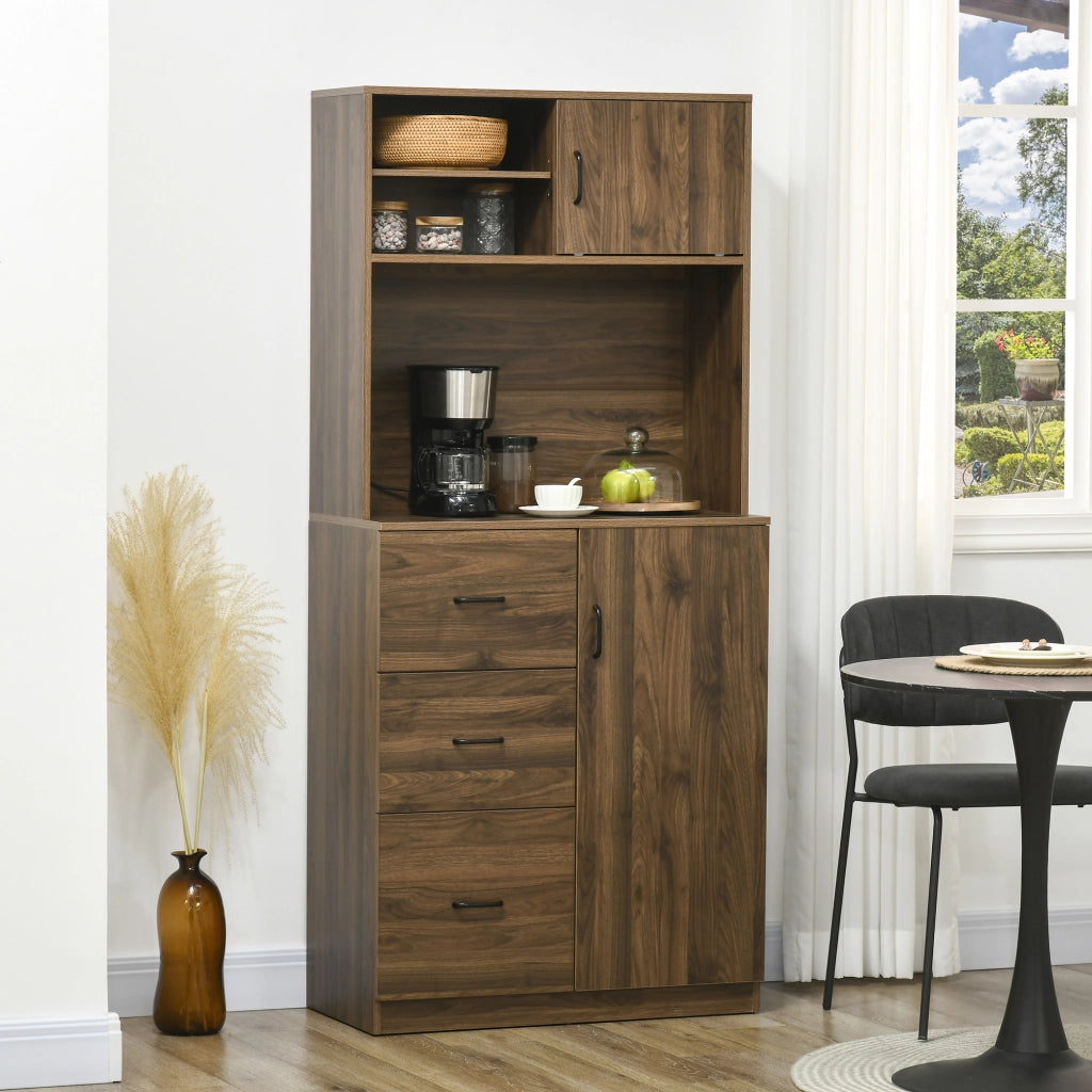 Credenza Moderna con 3 Cassetti e Armadietti Mobile Dispensa in Legno