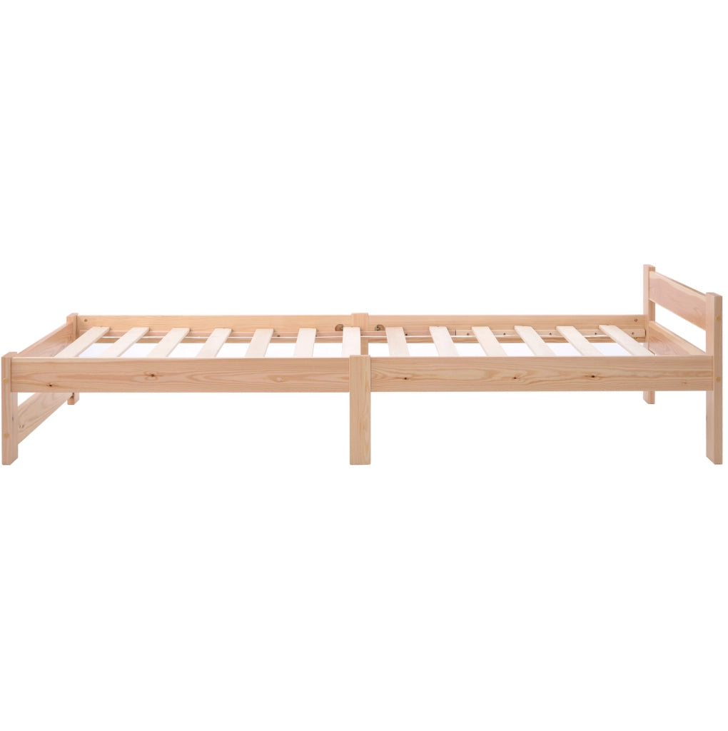 Letto singolo 90x200 cm in legno massello di pino; colore naturale