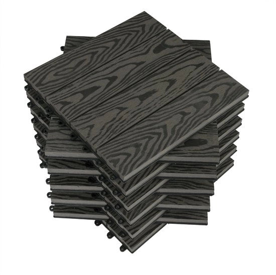 Set di Pavimentazione Patio con Sistema di Chiusura - Collezione di 11 - Resistente al Tempo e Solido - Paving per Giardino, Paving per Giardino - 30x30x2 cm - Grigio