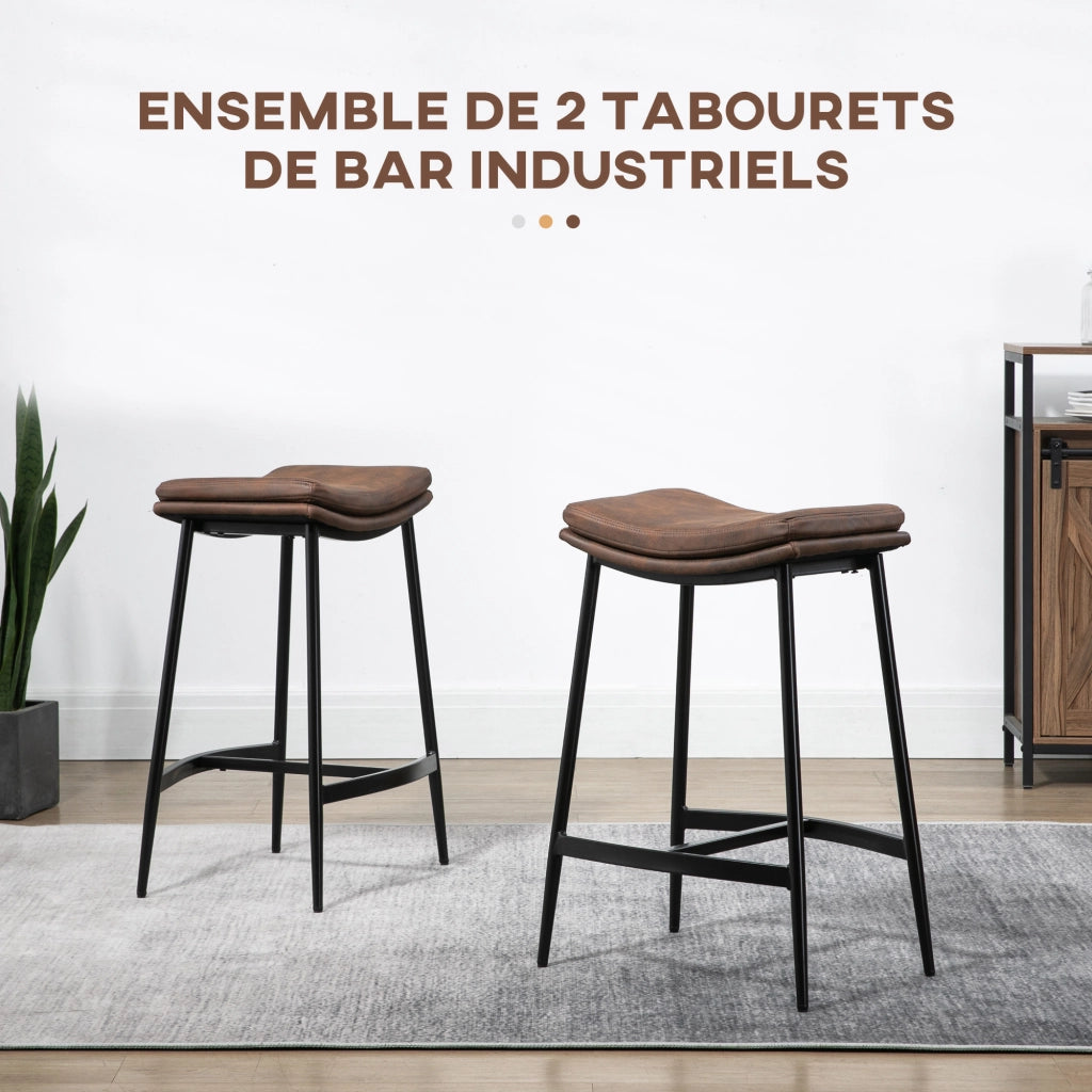 Sgabello da Bar ¨C zephmum ¨C Marrone e Nero 48.5x38.5x68.5 cm