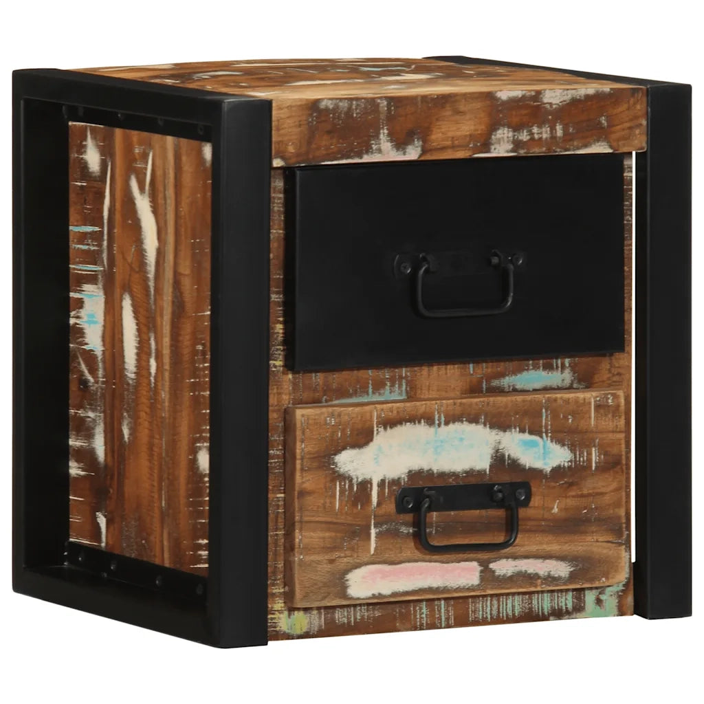 Comodini 2 pz-Set di 2 Tavolino da notte Multicolore 40x35x40cm in Legno Massello Recupero 735364