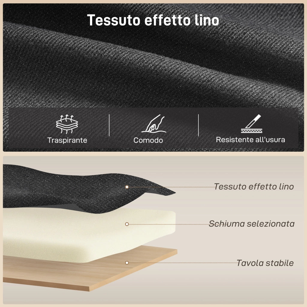 Divano Letto con Chaise Longue 192x148x86 cm con Vano Portaoggetti a Scomparsa Effetto Lino Grigio Antracite