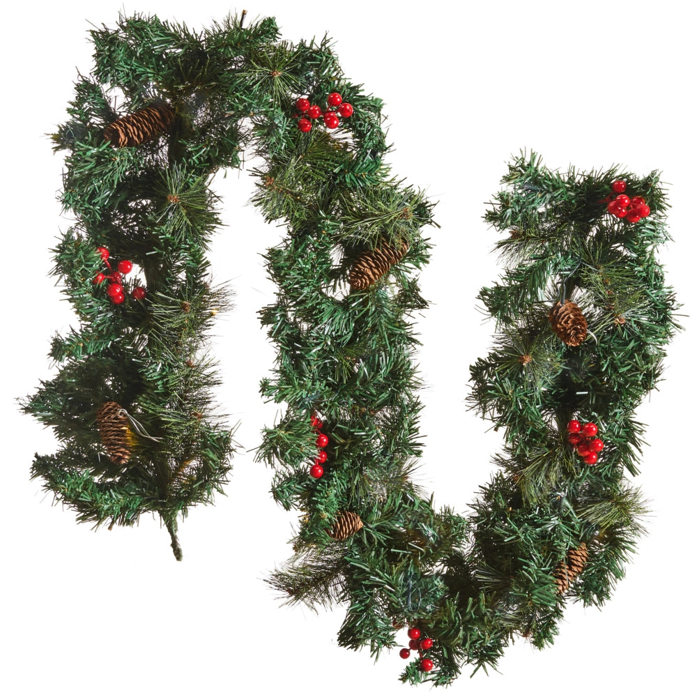 Festone Natalizio Sintetico con Illuminazione LED 180 cm Verde