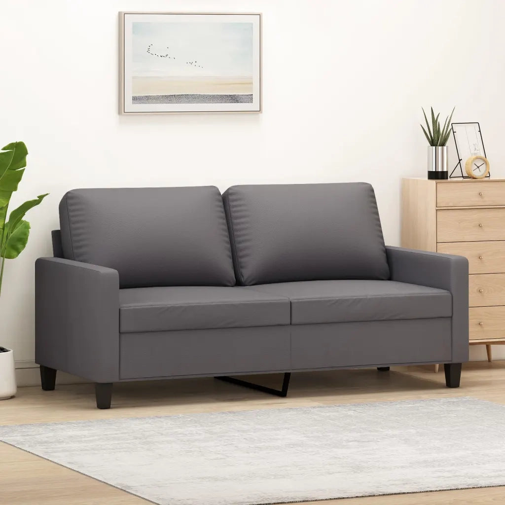 Divano | Divano da soggiorno | Sofa a 2 Posti Grigio 140 cm in Similpelle