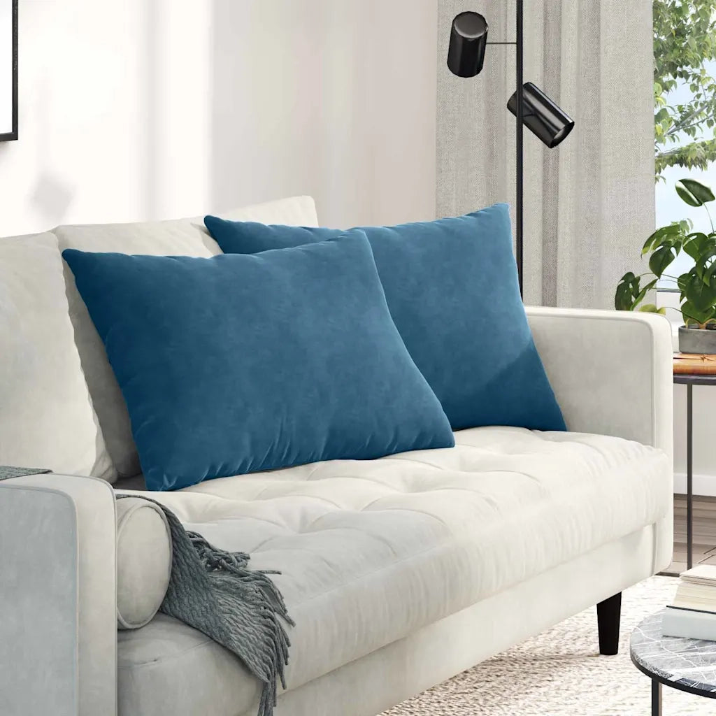 Cuscini da Divano 2 pz | Cuscini per sedie Blu 70 x 50 cm Tessuto in Cords
