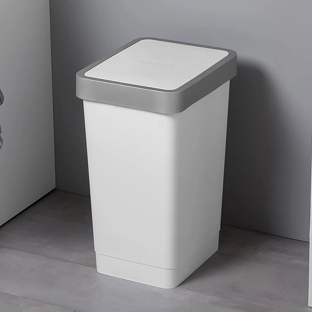 Pattumiera in plastica bianco 25 litri con coperchio grigio basculante