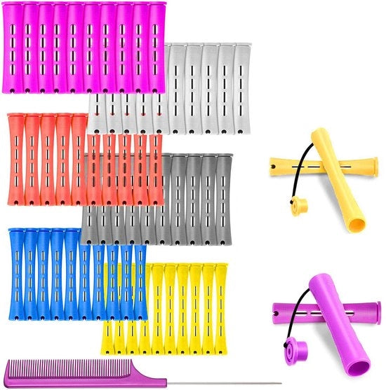 Set di Stivali Permanenti a 60 Pezzi - Onde Freddissime - Rotoli Increspati - Code di Stoccaggio in Acciaio - Adatto per Capelli Lunghi/Corti - Nessuna Caldaire Necessaria - Spille per Capelli