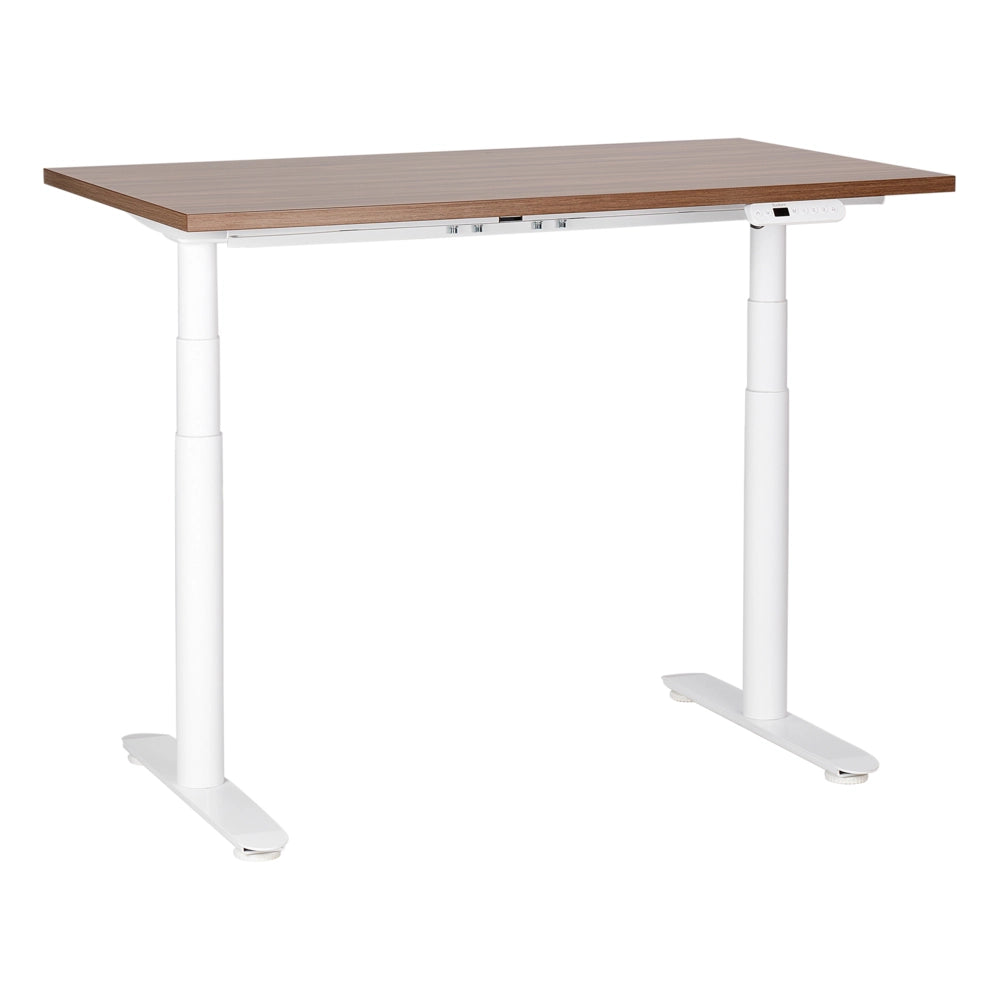 Scrivania regolabile in altezza elettricamente marrone scuro e bianco 120 x 72 cm Struttura in acciaio verniciato a polvere