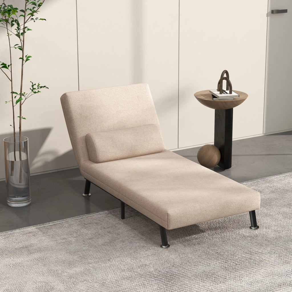 Poltrona letto pieghevole ¨C Xylo ¨C tessuto effetto lino beige 75x70x75 cm