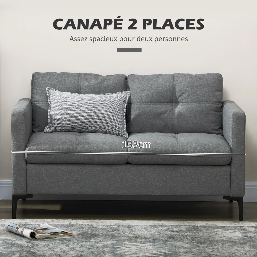 Divano 2 posti contemporaneo ¨C zephmum ¨C tessuto grigio scuro pi¨¨tement in metallo nero