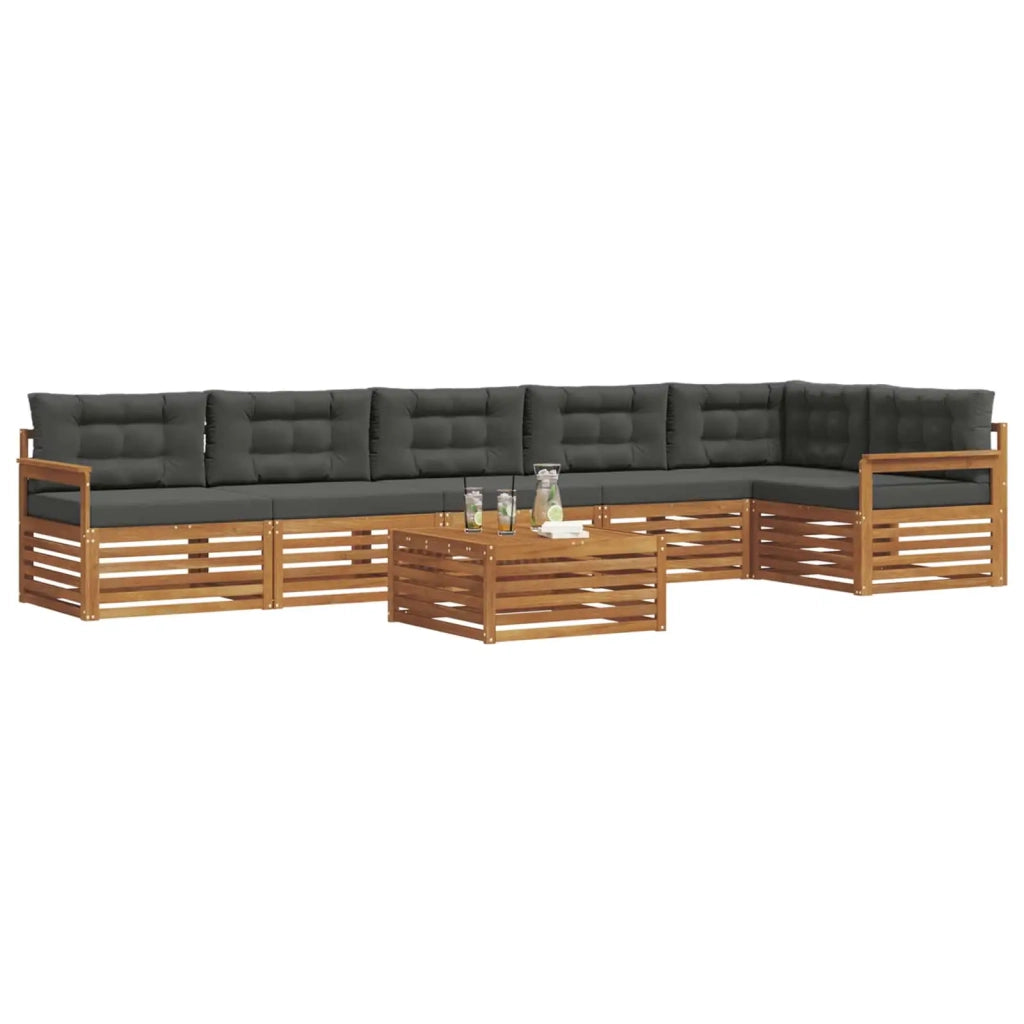 Set di divani da esterno con cuscino 7 pcs Naturale e Antracite