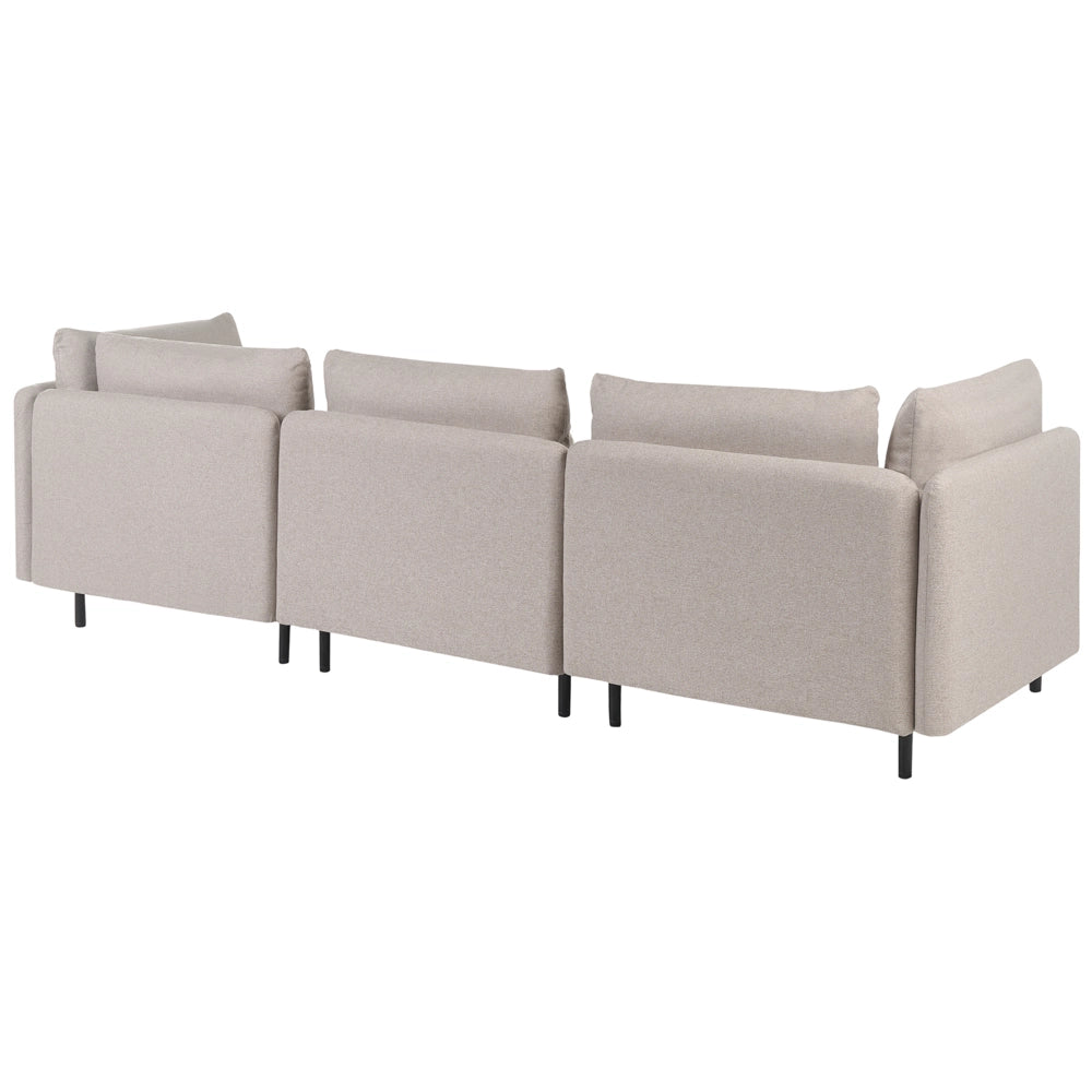 Divano componibile a 3 posti in tessuto tre elementi angolari beige stile moderno