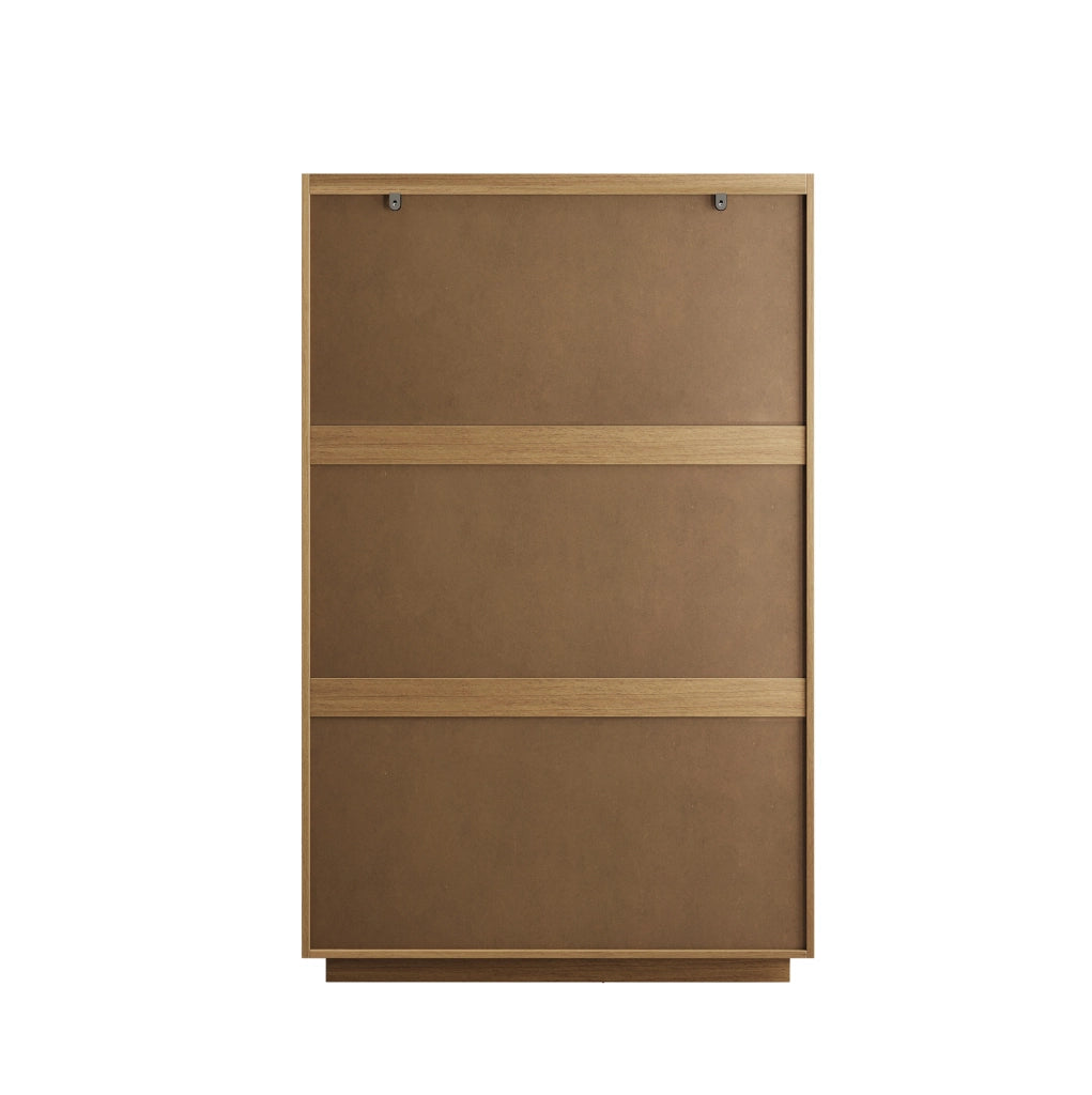 Cassettiera 80x48x127 cm con sei cassetti; guide in metallo; MDF e truciolare; naturale