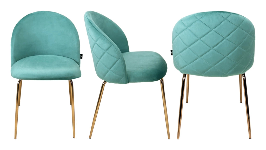Sedia da pranzo imbottita in velluto verde tiffany (2 pz) - Nicole - SD20NIG