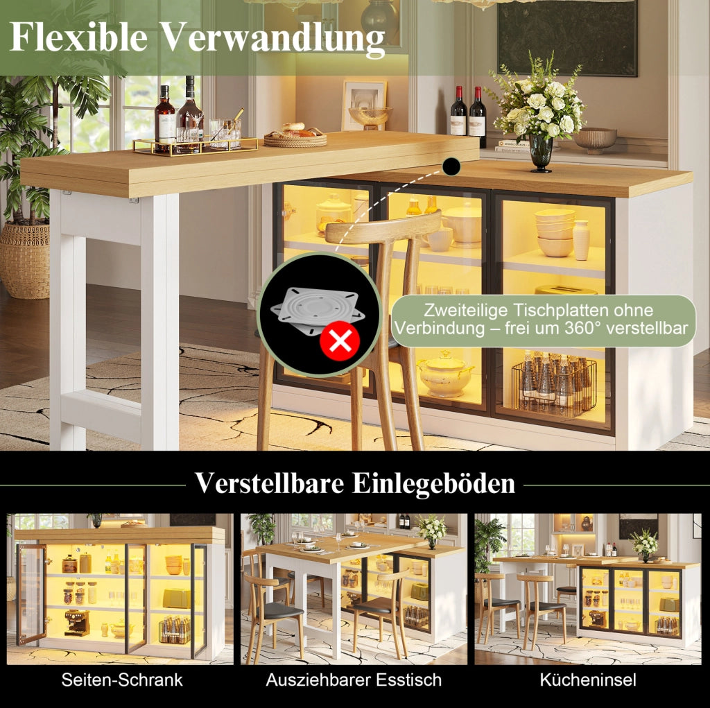 Tavolo estraibile con mobile laterale girevole 360° bianco