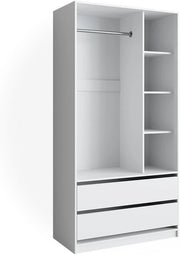Guardaroba per bambini Elmo, Bianco, 100 x 200 cm con 2 cassetti, adatto per la conservazione ordinata di abbigliamento per bambini