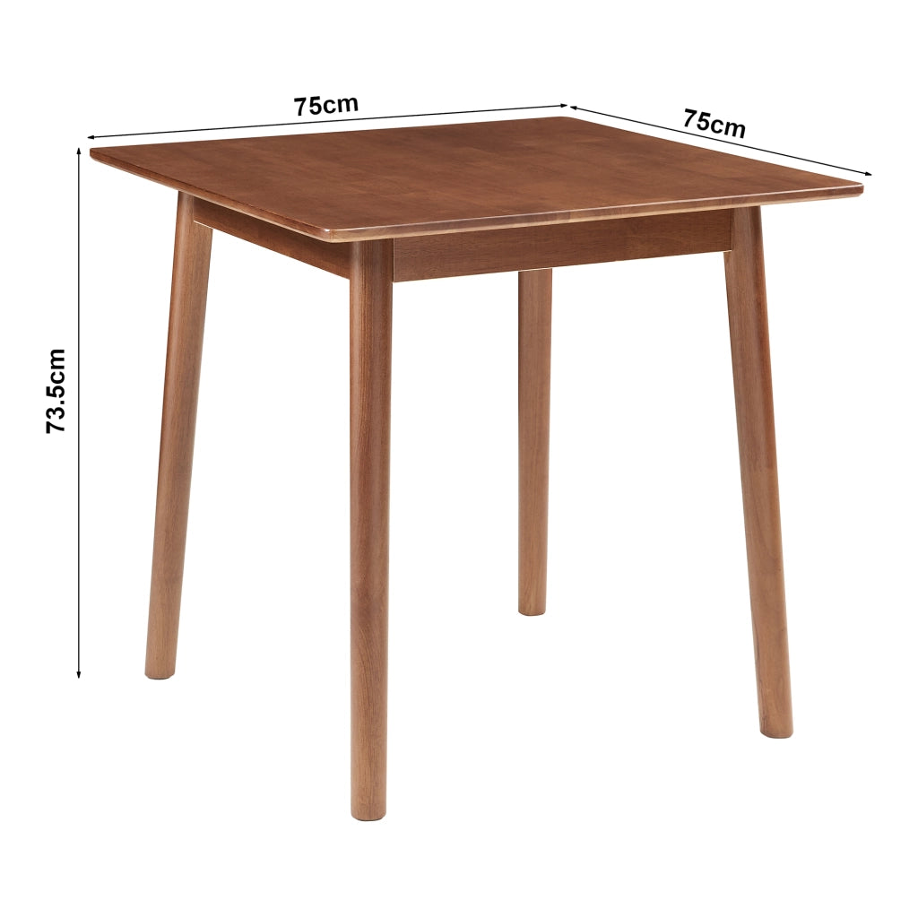Tavolo da Pranzo Klijori Tavolo da Cucina in Legno di Hevea 75x75 cm Effetto Noce [en.casa]